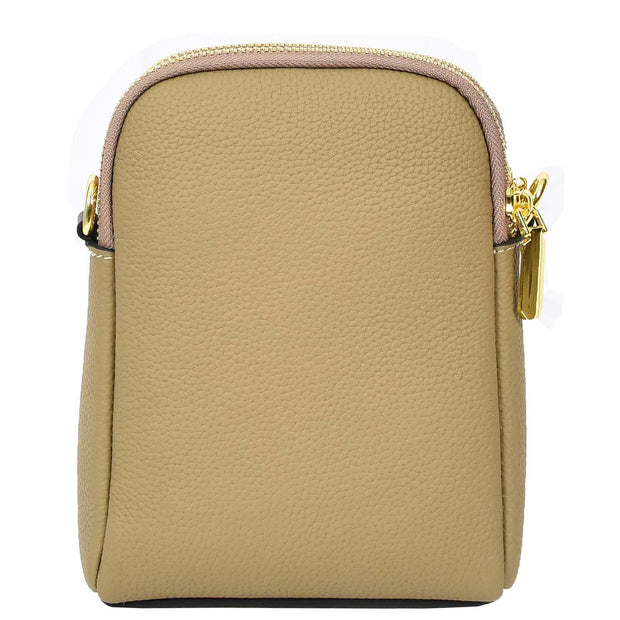 Leather Crossbody Bag, Women's Small Organiser Pouch, Multiple Pockets, Adjustable Shoulder Strap Miley Brown