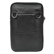 Mens Real Leather Small Wrist Bag Travel Mobile Sling Bag Organiser Pouch AB101 Black