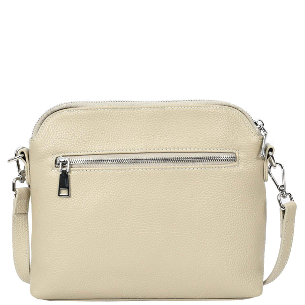 Womens Leather Crossbody Bag Multi-Pocket Shoulder Handbag Slim Sling Messenger June Taupe