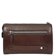 Real Leather Mens Wrist Organiser Zip Top Business Travel Clutch Bag Caba Brown