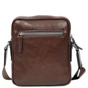 Mens Genuine Leather Cross Body Bag Small Size Flight Messenger Travel Bag Lucky Brown