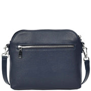 Womens Leather Crossbody Bag Multi-Pocket Shoulder Handbag Slim Sling Messenger June Navy