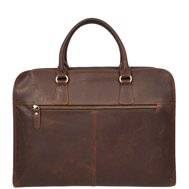 Real Leather Briefcase Multi Pockets Laptop Carrier Business Office Bag AG5A Rust Brown
