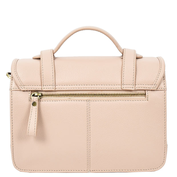 Woman's Leather Crossbody Satchel Handbag, Top Handle Purse with Gold Hardware Fallon
