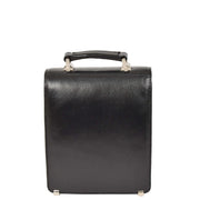 Men's Real Leather Mini Briefcase Style Cross Body Messenger Flight Bag A248 Black-2