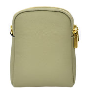 Leather Crossbody Bag, Women's Small Organiser Pouch, Multiple Pockets, Adjustable Shoulder Strap Miley Mint Green