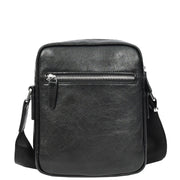 Mens Real Leather Cross Body Bag Small Size Messenger Business Travel Organiser Pouch Baggi Black