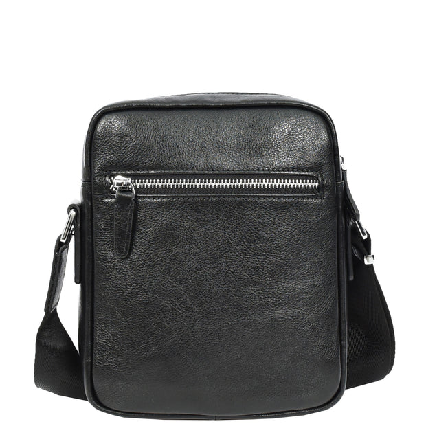 Mens Real Leather Cross Body Bag Small Size Messenger Business Travel Organiser Pouch Baggi Black