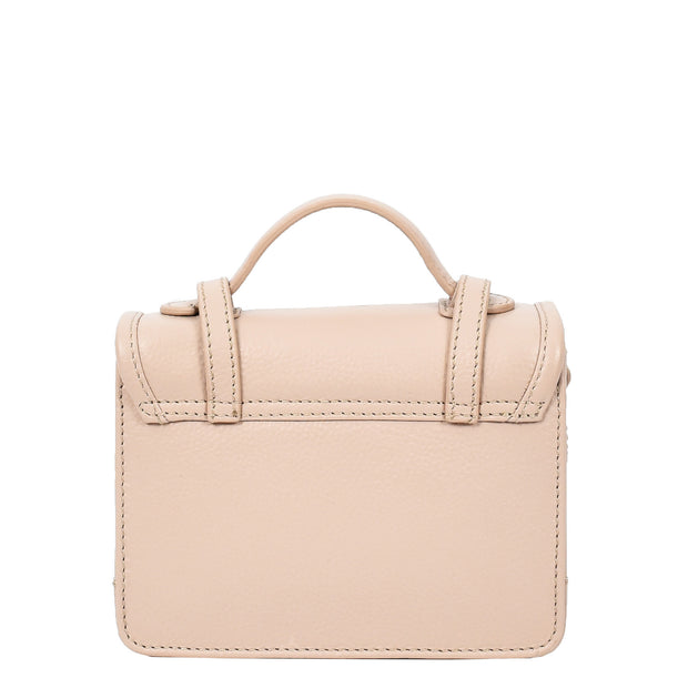 Leather Mini Crossbody Handbag For Womens, Top Handle Satchel Purse with Gold Hardware Trinket