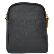 Leather Crossbody Bag, Women's Small Organiser Pouch, Multiple Pockets, Adjustable Shoulder Strap Miley Black