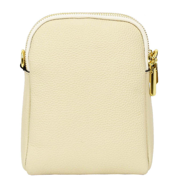 Leather Crossbody Bag, Women's Small Organiser Pouch, Multiple Pockets, Adjustable Shoulder Strap Miley Ivory