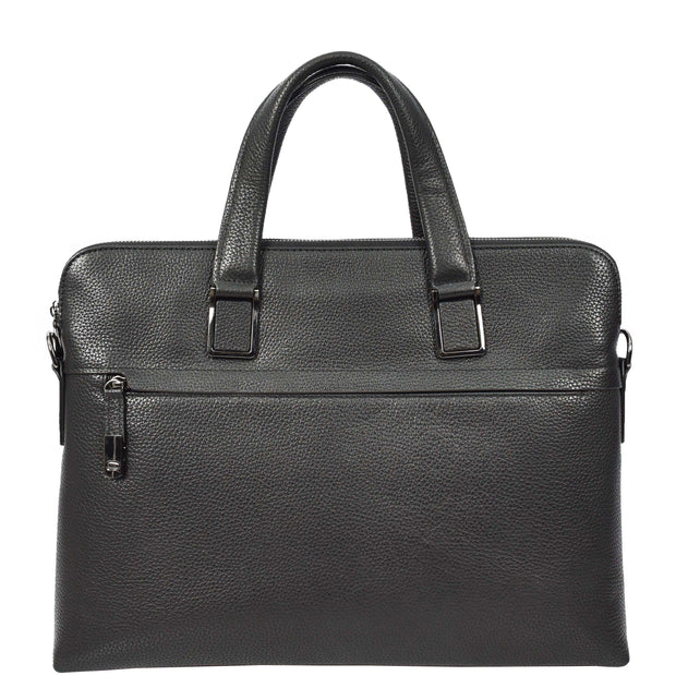 Real Leather Laptop Briefcase For Business Work Crossbody Style Bag A977 Black