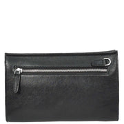 Mens Leather Wrist Clutch Bag Travel Organiser with Detachable Long Strap Murse Black