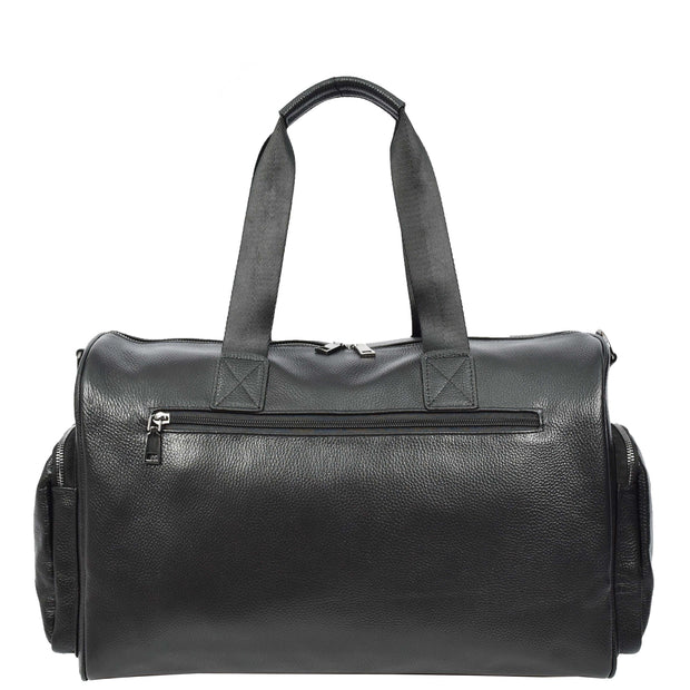 Genuine Leather Travel Holdall Weekend Duffle Bag Kitbag Black
