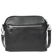 Womens Leather Crossbody Bag Multi-Pocket Shoulder Handbag Slim Sling Messenger June Black