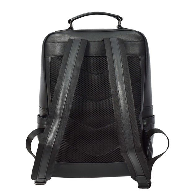 Premium Leather Backpack for Mens Hiking Travelling Casual Daypack A185 Black