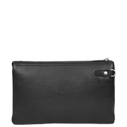 Genuine Leather Mens Wrist Clutch Bag Money Travel Organiser A302 Black