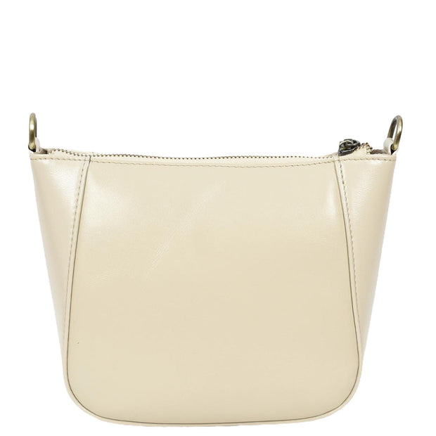 Womens Genuine Leather Cross Body Bag Small Zip Top Sling Handbag Liv White