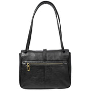 Ladies Leather Handbag 2-in-1 Shoulder Crossbody Bag Classic Organiser with Multiple Pockets Hilda Black