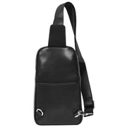 Mens Genuine Leather Medium Size Chest Bag Cross Body Style Sling Bag Smith Black