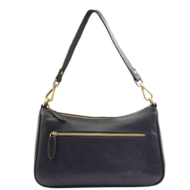 Womens Detachable Straps Leather Shoulder Bag ELLA Black 2