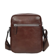 Mens Real Leather Cross Body Bag Small Size Messenger Business Travel Organiser Pouch Baggi Brown