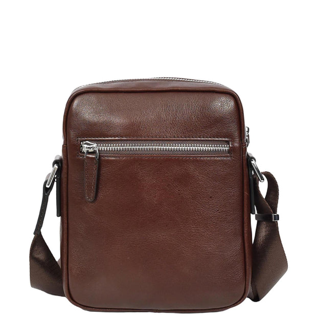 Mens Real Leather Cross Body Bag Small Size Messenger Business Travel Organiser Pouch Baggi Brown