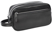 Genuine Leather Toiletry Travel Wash Bag Shaving Dopp Kit Organiser Pouch Ditty Black