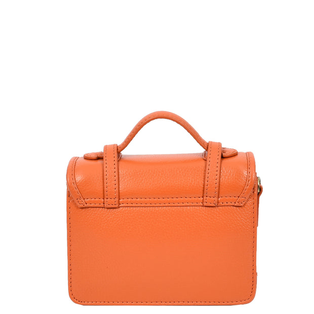 Leather Mini Crossbody Handbag For Womens, Top Handle Satchel Purse with Gold Hardware Trinket