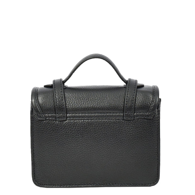 Leather Mini Crossbody Handbag For Womens, Top Handle Satchel Purse with Gold Hardware Trinket