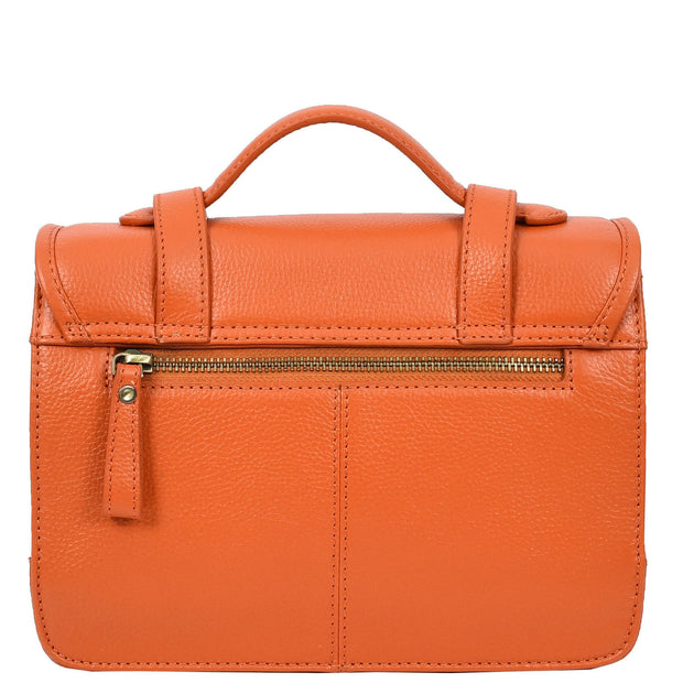 Woman's Leather Crossbody Satchel Handbag, Top Handle Purse with Gold Hardware Fallon