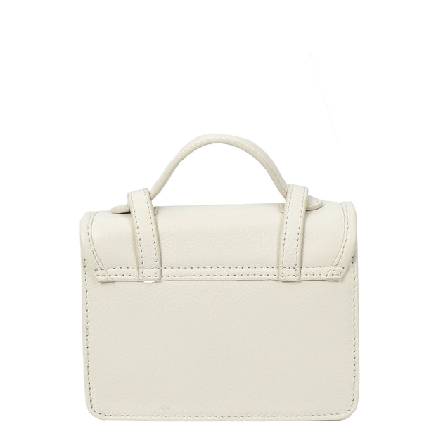 Leather Mini Crossbody Handbag For Womens, Top Handle Satchel Purse with Gold Hardware Trinket