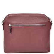 Womens Leather Crossbody Bag Multi-Pocket Shoulder Handbag Slim Sling Messenger June Burgundy