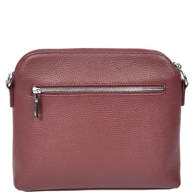 Womens Leather Crossbody Bag Multi-Pocket Shoulder Handbag Slim Sling Messenger June Burgundy