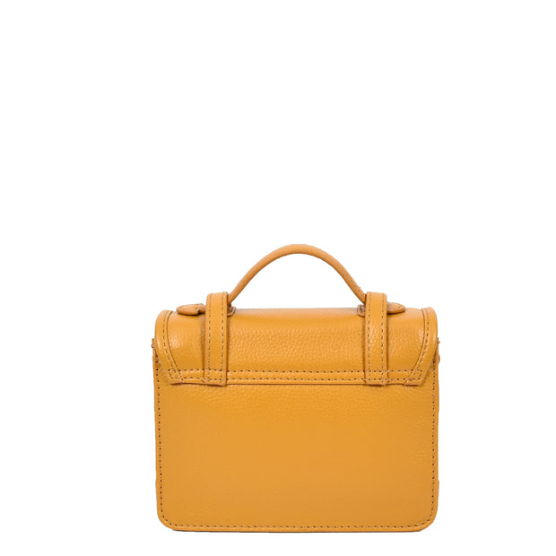 Leather Mini Crossbody Handbag For Womens, Top Handle Satchel Purse with Gold Hardware Trinket