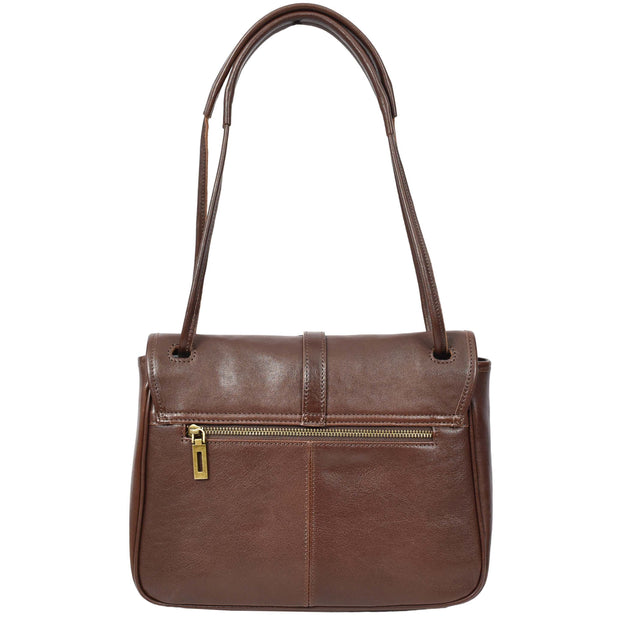 Ladies Leather Handbag 2-in-1 Shoulder Crossbody Bag Classic Organiser with Multiple Pockets Hilda Coffee
