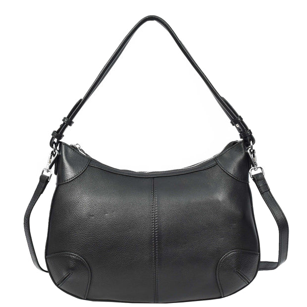 Womens Real Leather Shoulder Bag Classic Outgoing Fashion Cross Body Style Kerry Black