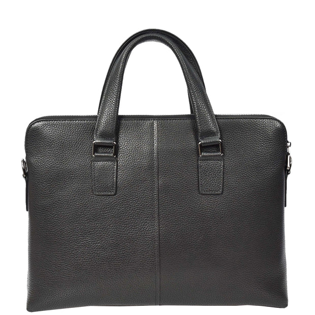 Real Leather Laptop Briefcase For Business Work Crossbody Style Bag A977 Black
