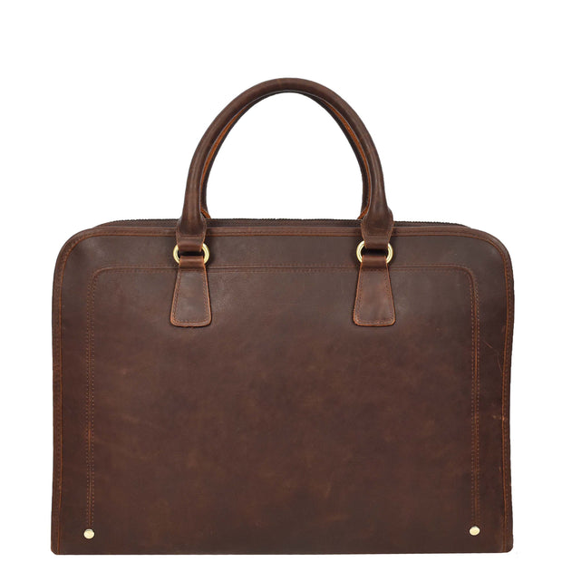 Real Leather Briefcase Multi Pockets Laptop Carrier Business Office Bag AG5A Rust Brown