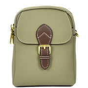 Leather Crossbody Bag, Women's Small Organiser Pouch, Multiple Pockets, Adjustable Shoulder Strap Miley Mint Green