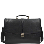 Real Leather For Mens Business Briefcase Large Multi-Compartment Laptop Bag A954 Black