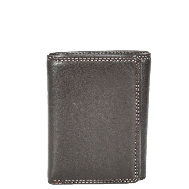 Mens Leather Trifold Wallet Slim with RFID Blocking ID Window Multiple Card Slots Gift Boxed - John Brown