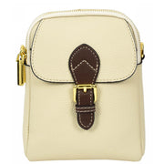 Leather Crossbody Bag, Women's Small Organiser Pouch, Multiple Pockets, Adjustable Shoulder Strap Miley Ivory