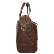 Real Leather Travel Holdall Mid Size Weekend Carry on Overnight Bag A008 Rust Brown