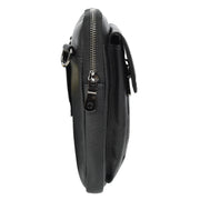 Mens Real Leather Small Wrist Bag Travel Mobile Sling Bag Organiser Pouch AB101 Black
