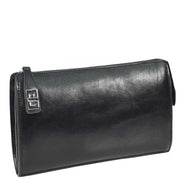 Real Leather Mens Wrist Organiser Zip Top Business Travel Clutch Bag Caba Black