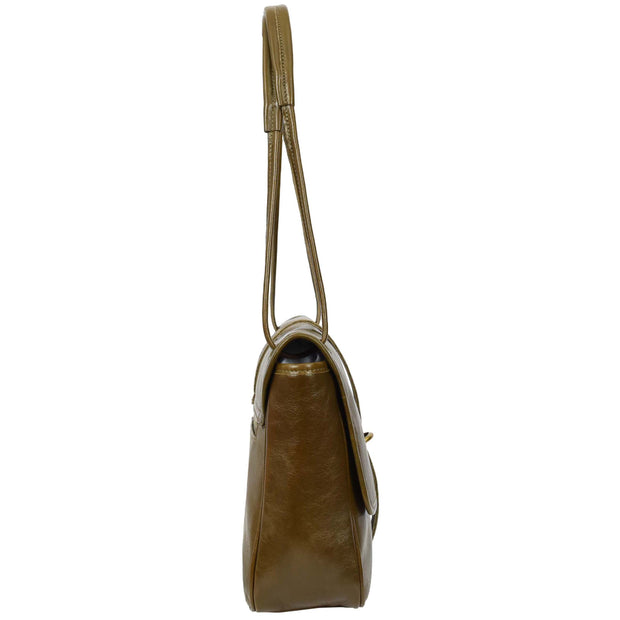 Ladies Leather Handbag 2-in-1 Shoulder Crossbody Bag Classic Organiser with Multiple Pockets Hilda Olive