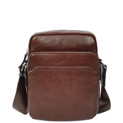 Mens Real Leather Cross Body Bag Small Size Messenger Business Travel Organiser Pouch Baggi Brown