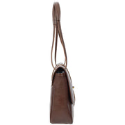Ladies Leather Handbag 2-in-1 Shoulder Crossbody Bag Classic Organiser with Multiple Pockets Hilda Coffee