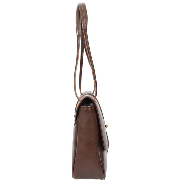 Ladies Leather Handbag 2-in-1 Shoulder Crossbody Bag Classic Organiser with Multiple Pockets Hilda Coffee